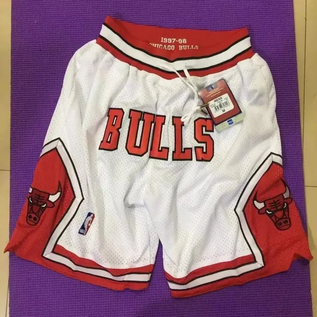 口袋裤公牛bulls白色密绣球裤