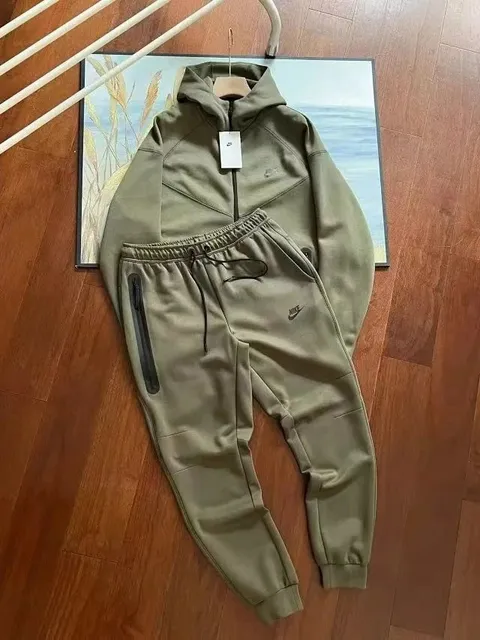 Nike Tech Fleece Hoodie and Joggers Olive