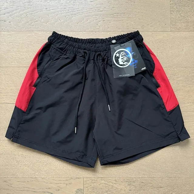 Hellstar Track Shorts Black Red Panel
