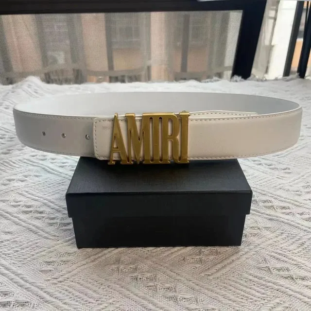 Amiri Logo Buckle Belt Gold Logo