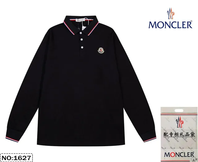 Moncler Long-Sleeve Polo Shirt Classic Logo
