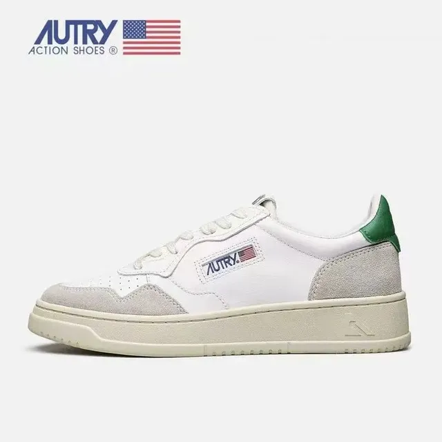Autry Medalist Low White Green Suede