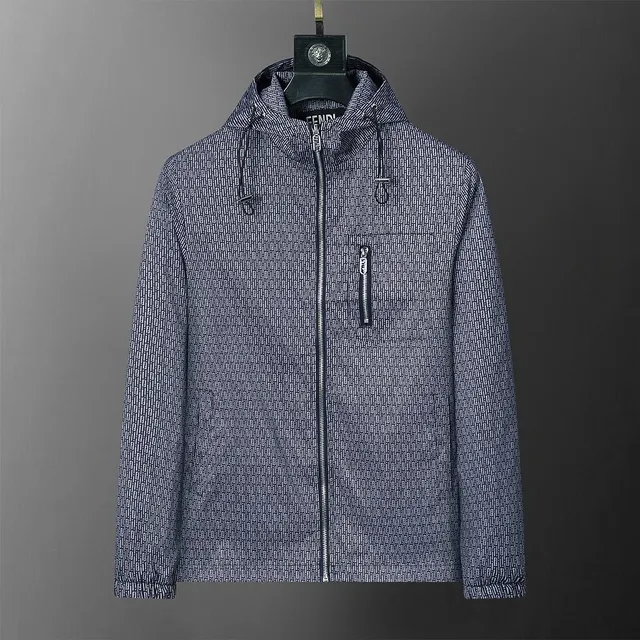 Fendi Hooded Zip-Up Jacket Monogram Print