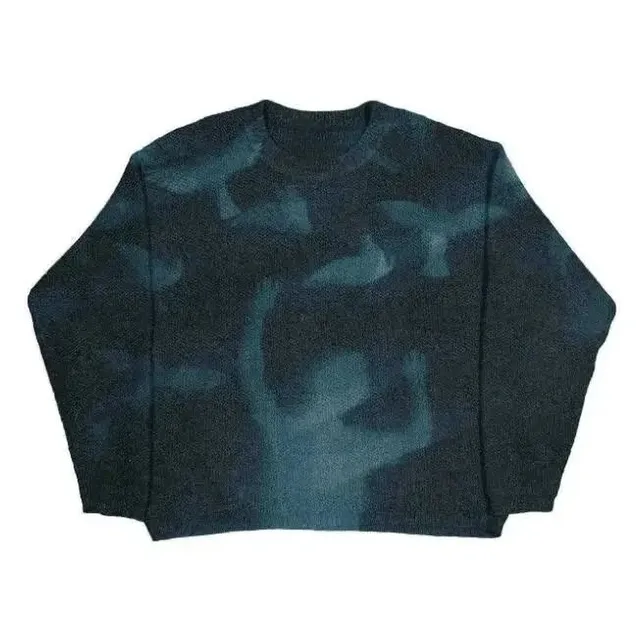 Knit Sweater Abstract Print