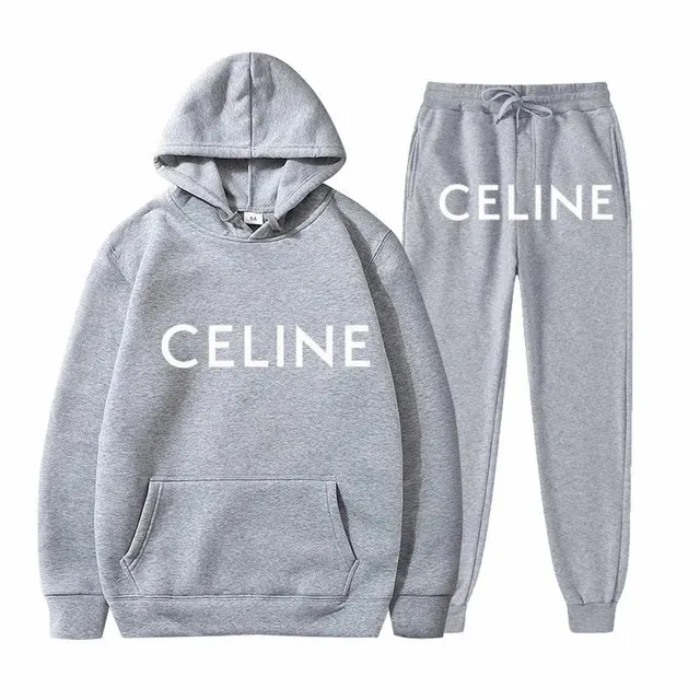 Celine Hoodie and Joggers Set Logo Print