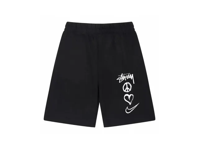 Stüssy Peace Love Nike Shorts Black with White Graphic