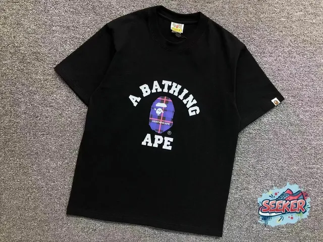 BAPE A Bathing Ape T-Shirt Plaid Ape Head Arch Logo
