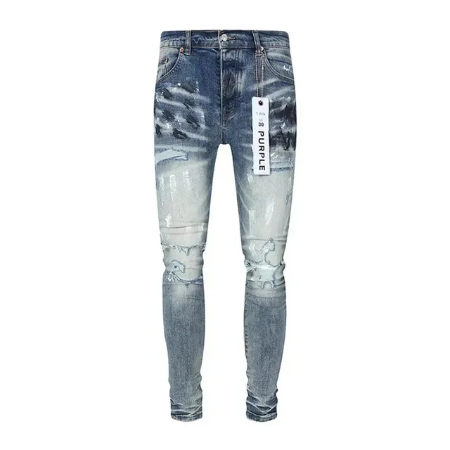Distressed Slim Fit Jeans Paint-Splatter Wash