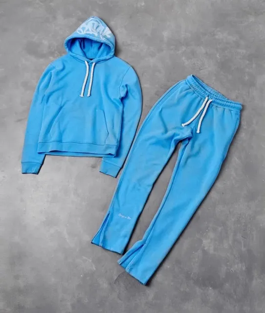 Hoodie and Joggers Set Solid Blue