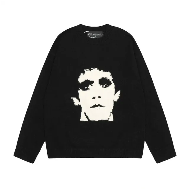 Enfants Riches Déprimés Face Knit Sweater Portrait Print
