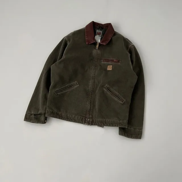 Carhartt Active Jacket Olive with Burgundy Collar