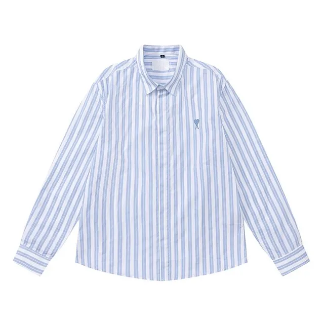 Amiri Striped Button-Up Shirt Light Blue and White Stripe