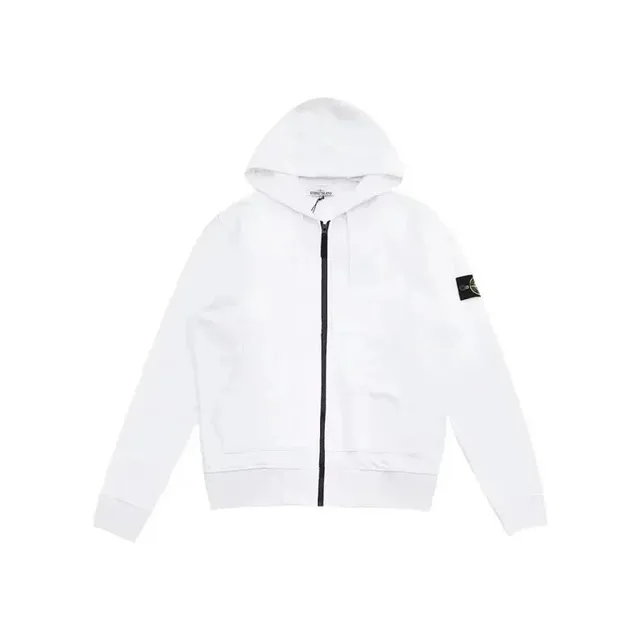 Stone Island Zip-Up Hoodie Solid White