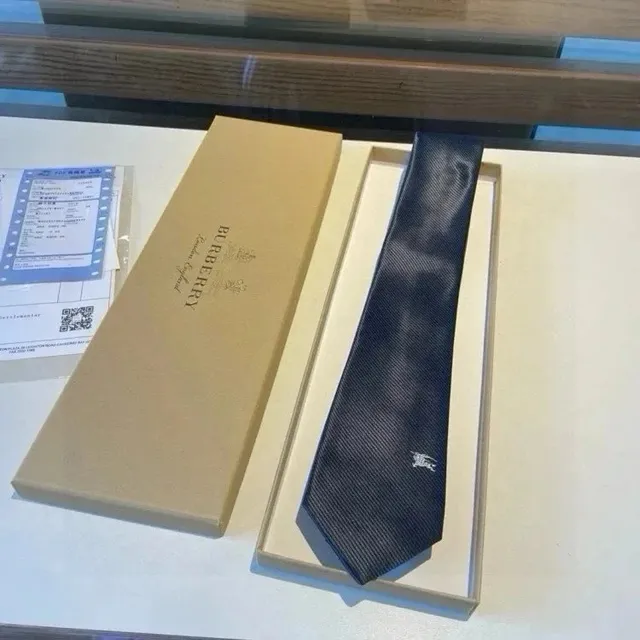 Burberry Neck Tie Equestrian Knight Logo Navy