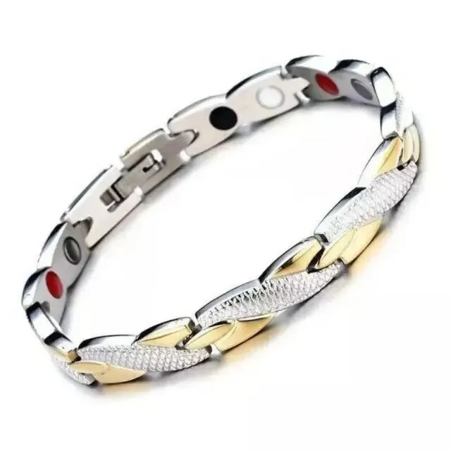 Magnetic Bracelet Two-Tone with Red Accents