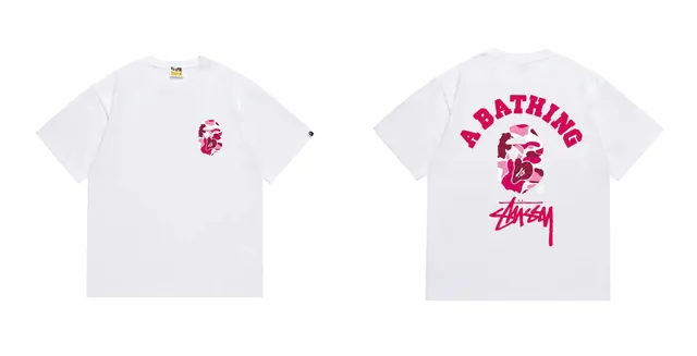 BAPE × Stüssy Short-Sleeve T-Shirt Camouflage Ape Head Print
