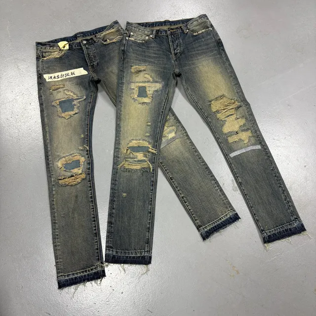 Levi's 501 Distressed Jeans Heavy Ripped Wash