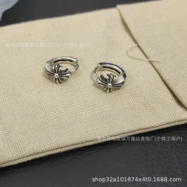 Chrome Hearts Hoop Earrings Cross Motif