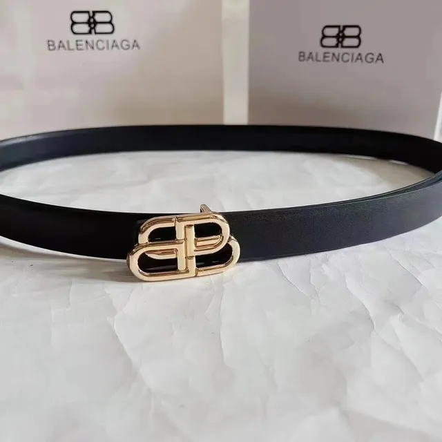 Balenciaga Logo Belt Gold Buckle