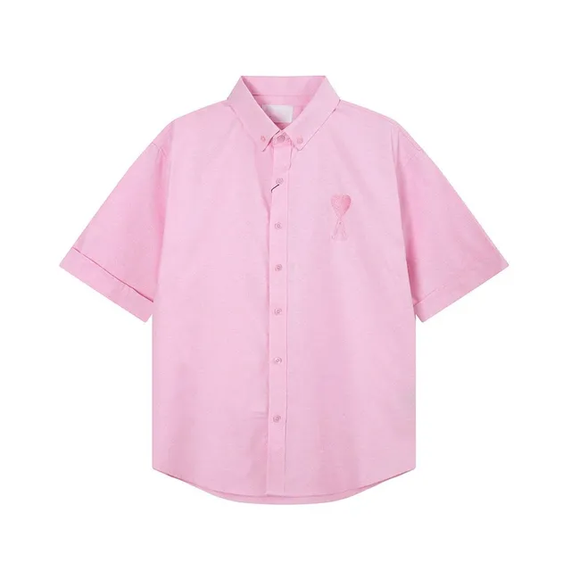Comme des Garçons Short-Sleeve Button-Up Shirt Heart Embroidery