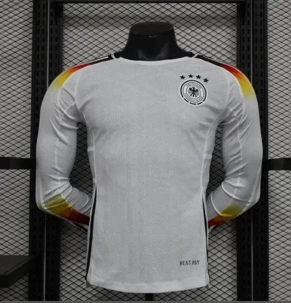 Adidas Germany National Team Long-Sleeve Training Top White with Black/Red/Yellow Gradient Sleeves