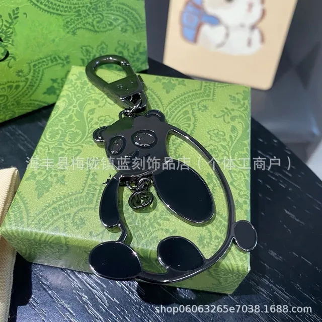 Gucci Panda Keychain Black Enamel
