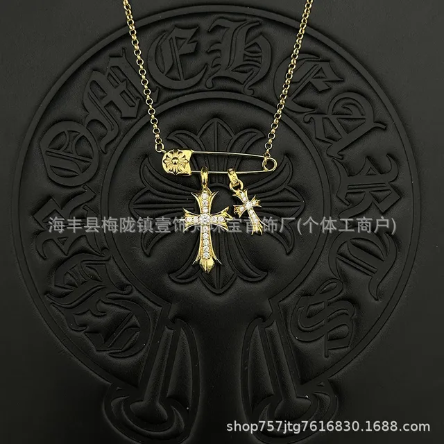 Chrome Hearts Cross Pendant Necklace Crystal-Embellished