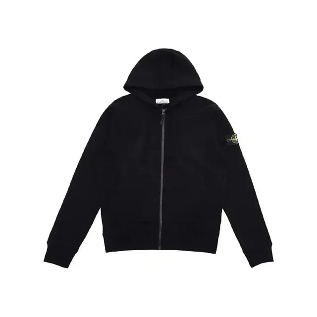 Stone Island Zip-Up Hoodie Solid Black