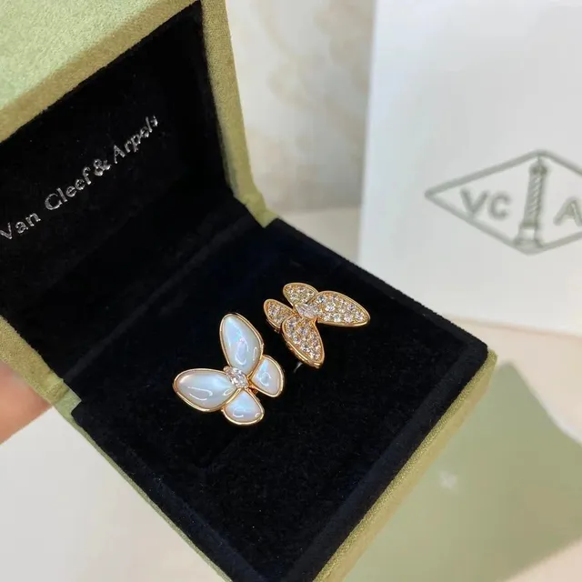 Van Cleef & Arpels Alhambra Butterfly Earrings Mother-of-Pearl and Diamond