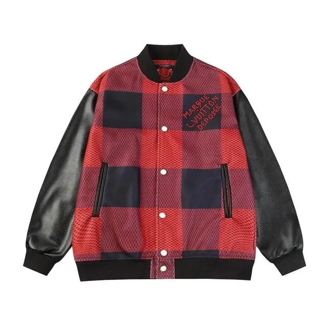 Louis Vuitton Bomber Jacket Checkered Mesh and Leather