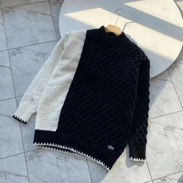 Lacoste Knit Sweater Two-Tone Honeycomb Knit