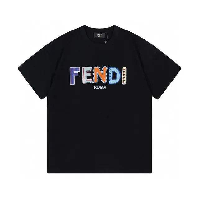 Fendi Logo T-Shirt Multicolor Patchwork Logo