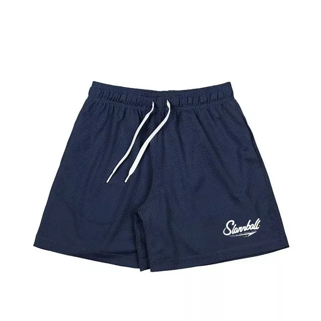 Mesh Shorts Navy with White Logo