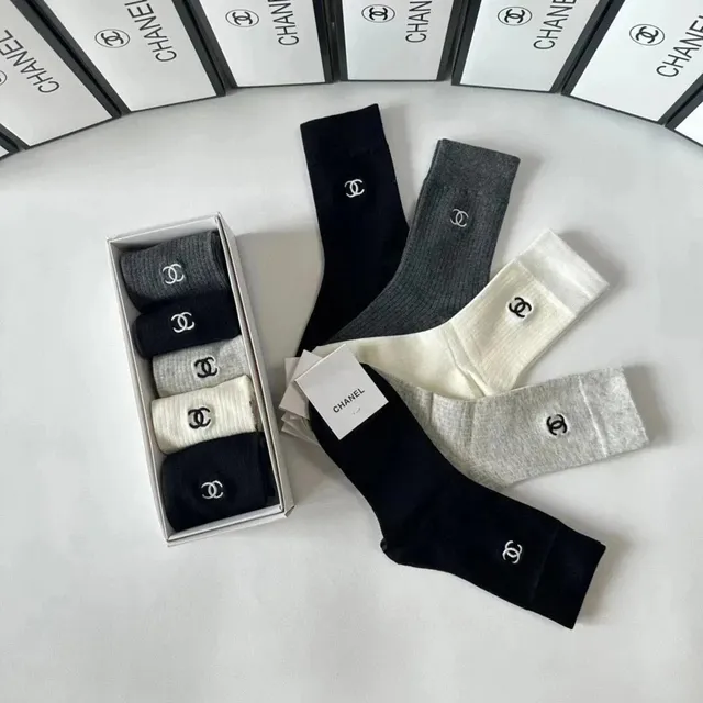 Chanel Logo Socks CC Embroidered