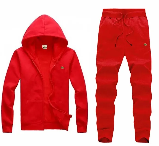 Lacoste Hoodie and Joggers Set Solid Red