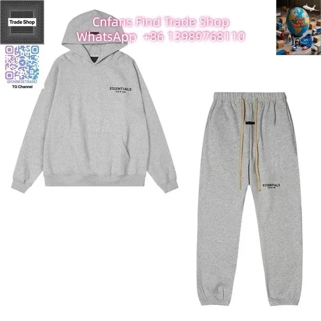 Fear of God Essentials Hoodie and Joggers Set Heather Grey