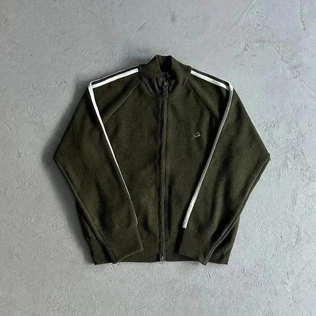 Lacoste Track Jacket Olive with White Stripes