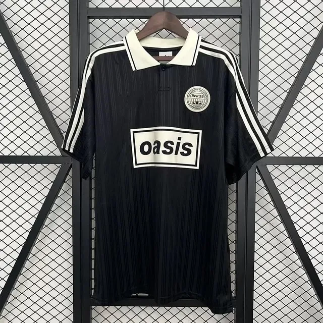 Oasis Polo Jersey Black with White Stripes and Logo
