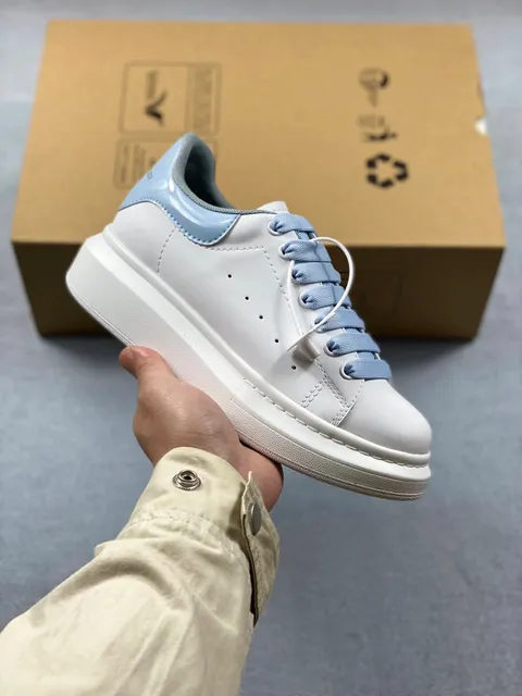 Alexander McQueen Oversized Sneaker White with Light Blue Accents