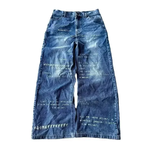 Denim Tears Distressed Jeans Poem Print