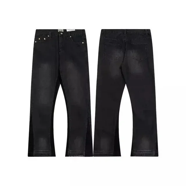 Flared Jeans Black Distressed