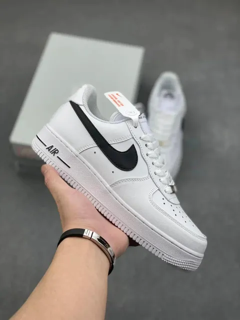 Nike Air Force 1 Low Triple White with Black Swoosh