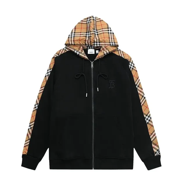 Burberry Zip-Up Hoodie Checkered Sleeve