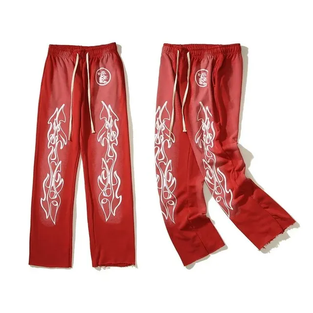 Hellstar Flame Print Joggers White Flame Graphic