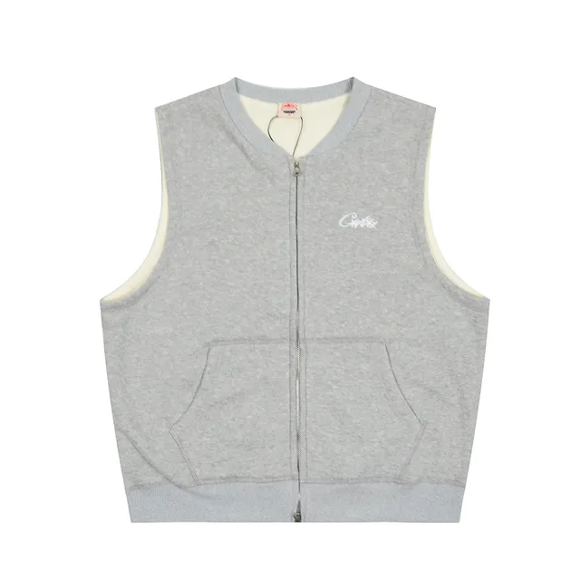 Zip-Up Vest Heather Grey