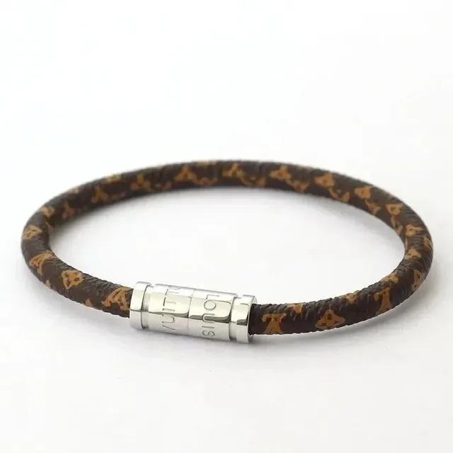 Louis Vuitton Monogram Leather Bracelet Classic Brown