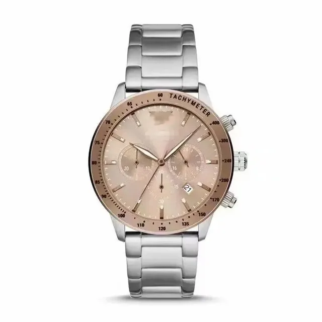 Chronograph Watch Rose Gold Dial with Steel Bracelet