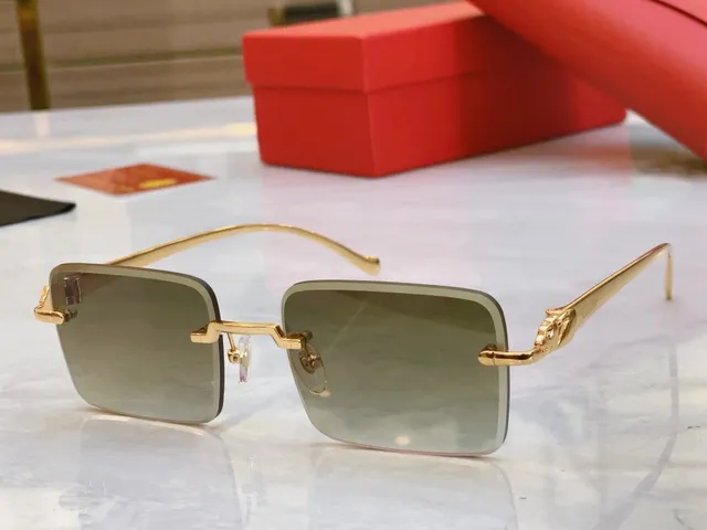 Cartier Sunglasses Rimless Square with Panther Temples