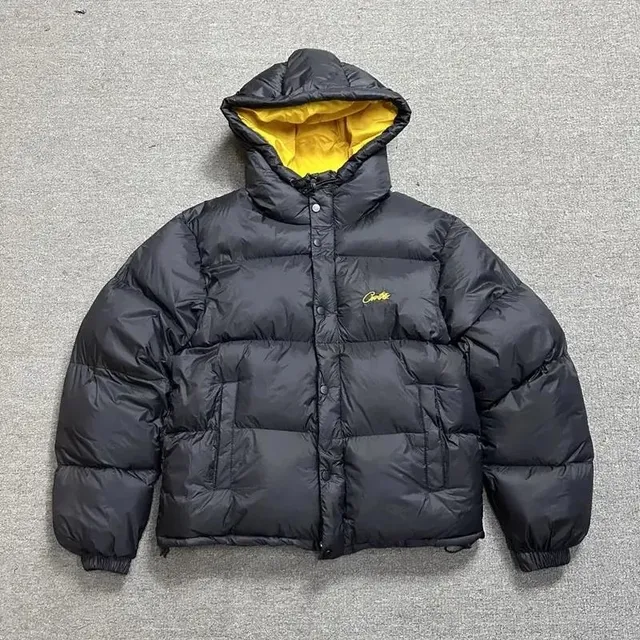 Corteiz Puffer Jacket Black with Yellow Lining