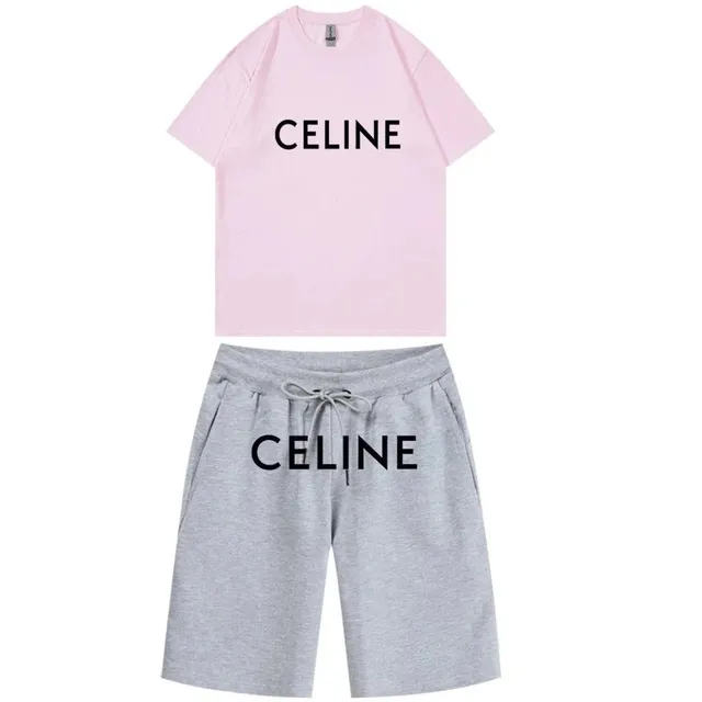 Celine Logo Set Pink and Grey